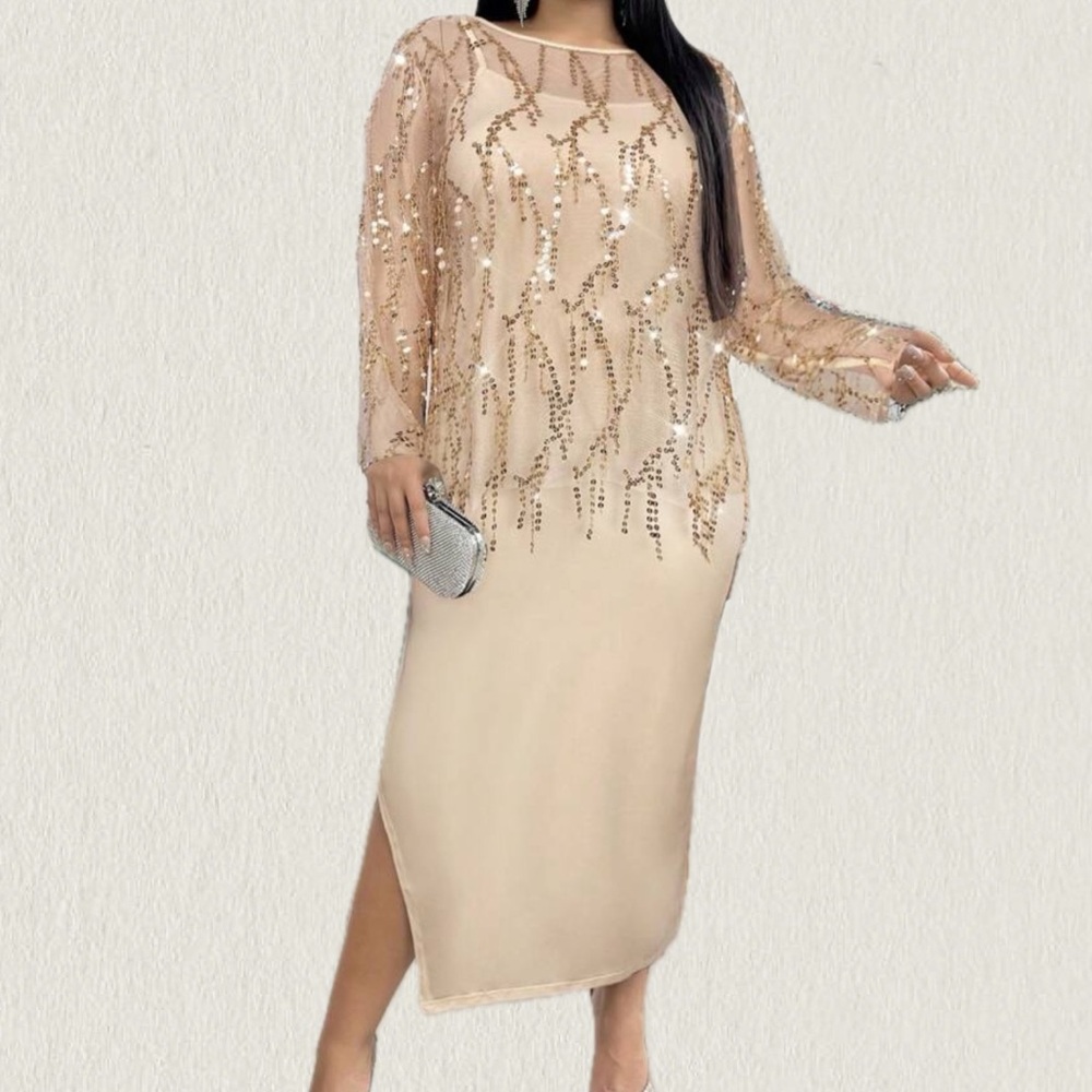 Women’s Champagne color sequins dress (SIZE 18)